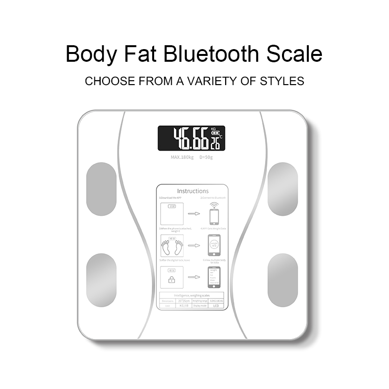 Califed 블루투스 스마트 디지털 저울 스마트 BMI 전자 균형 체지방 지능형 개인 LED 디지털 스케일